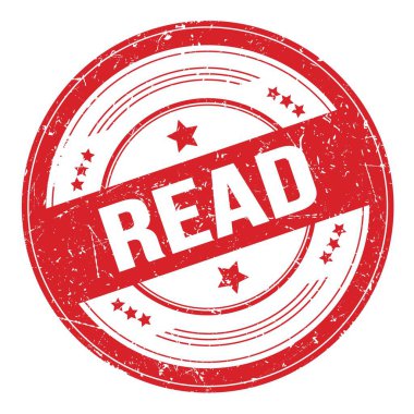 Kırmızı yuvarlak grungy desen damgası üzerine metin oku.