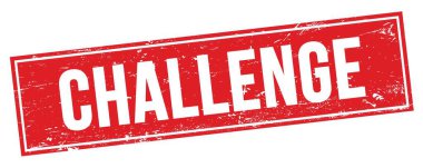 Kırmızı grungy dikdörtgen damga işareti üzerinde CHALLENGE metin.