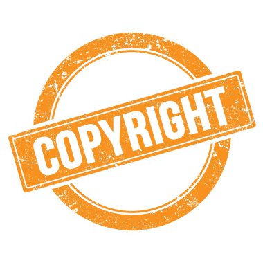 Turuncu grungy yuvarlak vintage pulu üzerine COPYright metni.