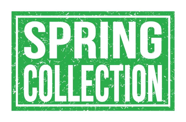 Spring Collection Słowa Napisane Zielonym Prostokątnym Znaku Znaczka — Zdjęcie stockowe