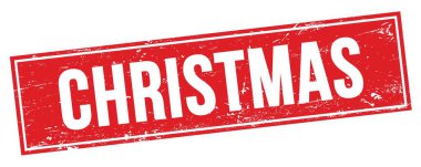 Kırmızı grungy dikdörtgen damga işareti üzerinde Noel metni.