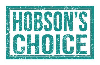 HOBSON 'IN seçimi, mavi dikdörtgen mühür üzerine yazılmış kelimeler