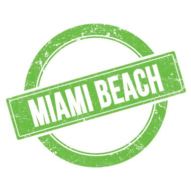MIAMI BEACH yeşil grungy yuvarlak vintage pul metni.