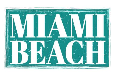 MIAMI BEACH, mavi grungy işareti üzerine yazılmış kelimeler