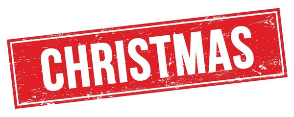 Christmas Text Červeném Grungy Obdélníkovém Razítku — Stock fotografie