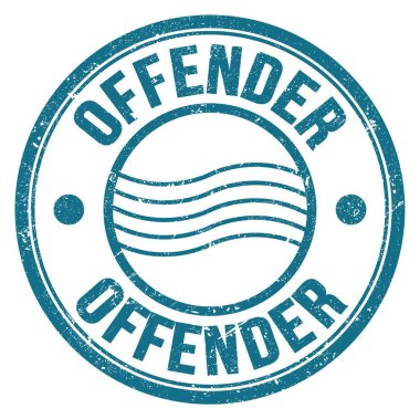 Mavi yuvarlak posta damgası üzerine yazılmış bir suç kelimesi.