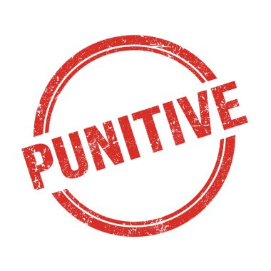 Kırmızı grungy vintage yuvarlak damgalı PUNITIVE metin.