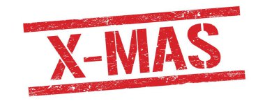 Kırmızı grungy dikdörtgen damga işareti üzerinde X-MAS metin.