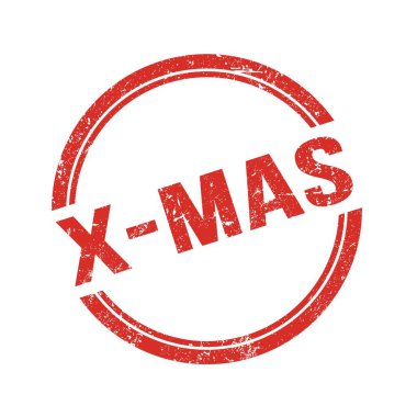 Kırmızı grungy vintage yuvarlak damgalı X-MAS metni.