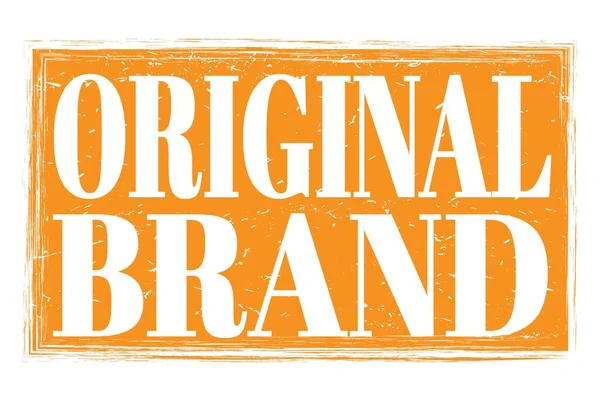 Původní Brand Slova Napsaná Oranžovém Grungy Razítku — Stock fotografie