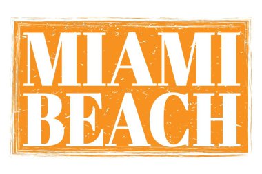 MIAMI BEACH, turuncu grungy işareti üzerine yazılmış kelimeler