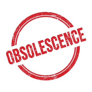 Kırmızı grungy vintage yuvarlak pul üzerine OBSOLESCENCE metin.