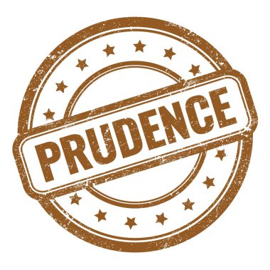 Kahverengi grungy vintage lastik mühür üzerine PRUDENCE metin.