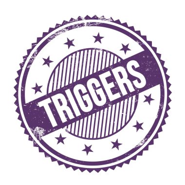 Mor indigo grungy zig zag kenarlı TRIGERS metni yuvarlak pul.