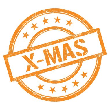 Turuncu yuvarlak vintage kauçuk damgalı X-MAS metni.