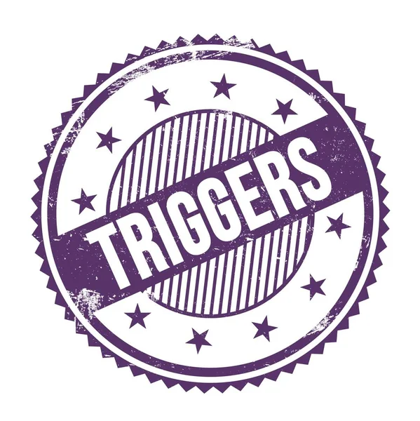 Triggers Text Skriven Lila Indigo Grungy Zick Zag Gränser Rund — Stockfoto