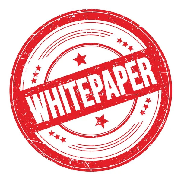 Whitepaper Tekst Rode Ronde Grungy Textuur Stempel — Stockfoto