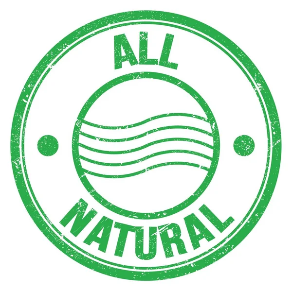 Wszystkie Naturalne Napis Zielonym Okrągłym Znaku Znaczka Pocztowego — Zdjęcie stockowe