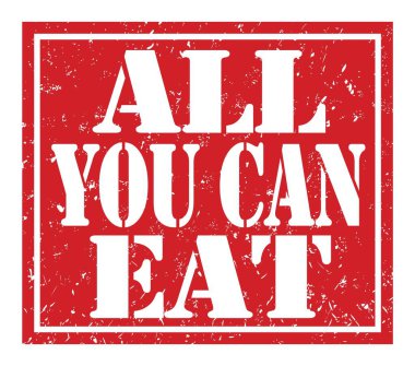 Yiyebildiğin kadar ye, kırmızı pul üzerine yazılmış kelimeler.