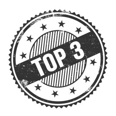 Siyah grungy zig zag kenarları üzerine yazılmış TOP 3 metin pul.