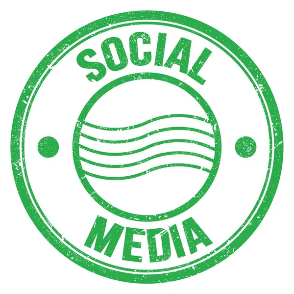 Texto Social Media Escrito Carimbo Postal Verde Redondo — Fotografia de Stock