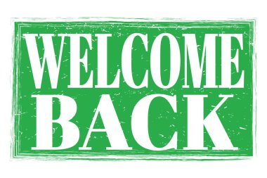 Hoş geldiniz, yeşil pul üzerine yazılmış kelimeler.