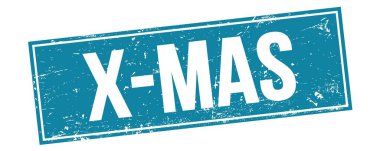 Mavi grungy dikdörtgen damga işareti üzerinde X-MAS metin.