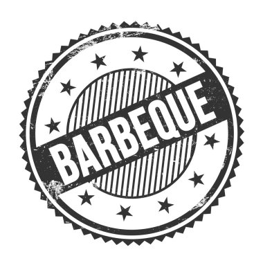 Siyah grungy zig zag kenarları üzerine yazılmış BarBEQUE metin yuvarlak pul.