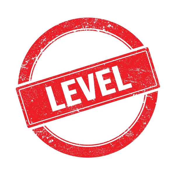 Kırmızı grungy yuvarlak vintage damga üzerinde LEVEL metin.