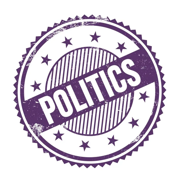 Текст Политики Написанный Фиолетовом Индиго Грандиозной Зигзагообразной Границы Круглой Марки — стоковое фото