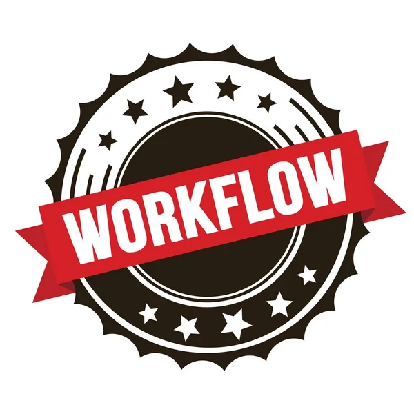 Kırmızı kahverengi kurdele damgalı WorkFLOW metni.