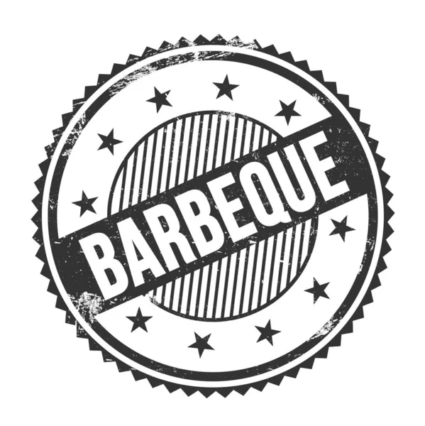 Siyah grungy zig zag kenarları üzerine yazılmış BarBEQUE metin yuvarlak pul.