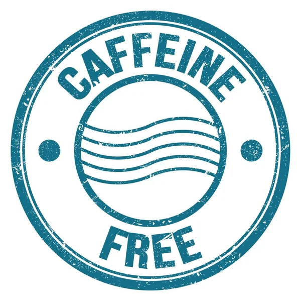 Caffeine Bezpłatny Tekst Napisany Niebieskim Okrągłym Znaczku Pocztowym — Zdjęcie stockowe