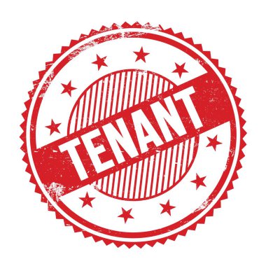 Kirmizi grungy zig zag kenarliginda yazilan TENANT metni pul yuvarlak.