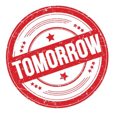 Kırmızı yuvarlak dokuma damgası üzerine yarın yazılmış metin.