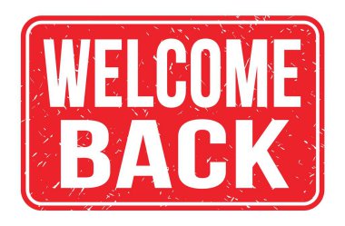 Hoş geldiniz, kırmızı dikdörtgen mühür işareti üzerine yazılmış kelimeler.