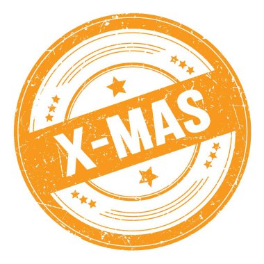 Turuncu yuvarlak grungy desen damgalı X-MAS metni.