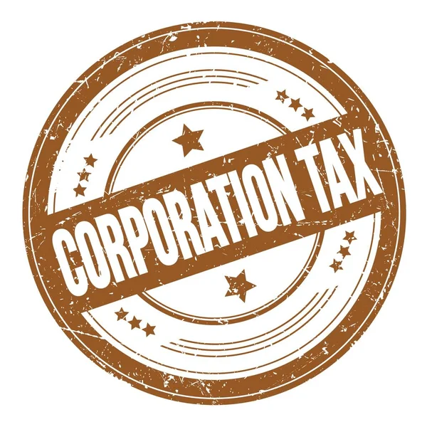 Corporatie Tax Tekst Bruine Ronde Grungy Textuur Stempel — Stockfoto