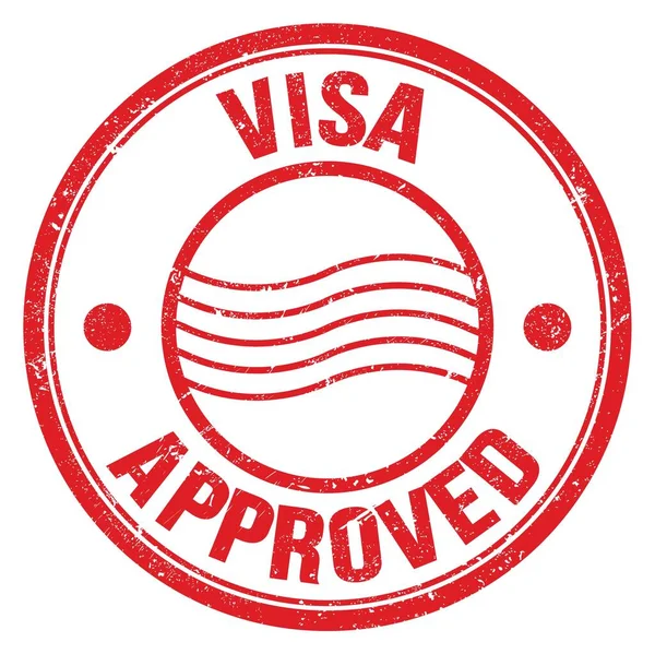 Visa Approved Text Written Red Postal Stamp Sign — 图库照片