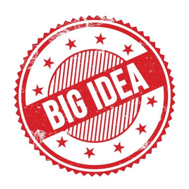 Kırmızı grungy zig zag kenarları yuvarlak mühür üzerine yazılmış büyük IDEA metin.