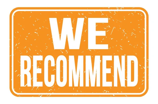 Recommend Words Written Orange Rectangle Stamp Sign — Stock Fotó