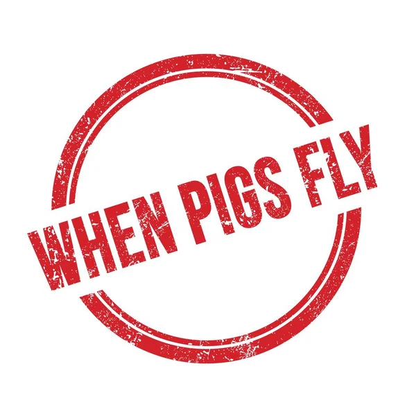 Pigs Fly Text Written Red Grungy Vintage Stamp — ストック写真