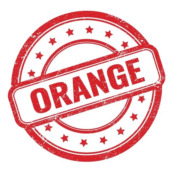 Orange Tekst Rode Grungy Vintage Ronde Rubberen Stempel — Stockfoto