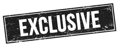 Siyah grungy dikdörtgen damga işareti üzerinde EXCLUSIVE metin.
