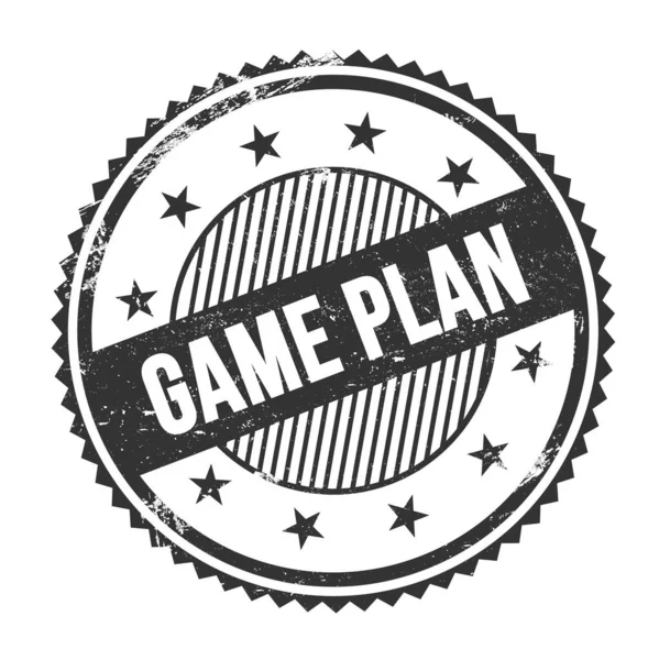 Game Plan Text Written Black Grungy Zig Zag Borders Stamp — Foto Stock