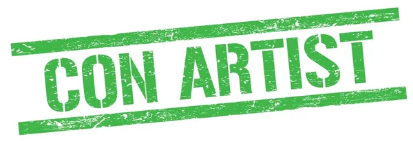 Con Artist Text Green Grungy Rectangle Stamp Sign — Stockfoto