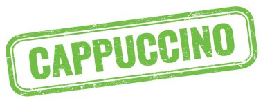 Yeşil grungy vintage dikdörtgen pulu üzerindeki CAPPUCCINO metni.