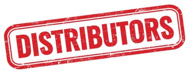 Kırmızı grungy dikdörtgen damgası üzerinde DİSTRIBUTORS metin.