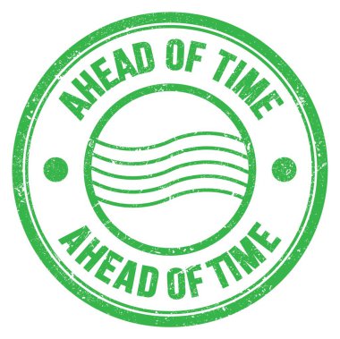 Yeşil yuvarlak posta damgası üzerinde yazan Time kelimesinin ilerisi