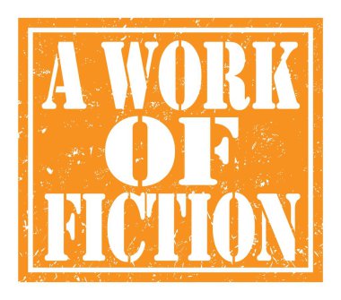 Bir kurgu eseri, turuncu mühür üzerine yazılmış kelimeler.